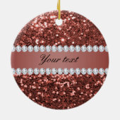 Rose Gold Imitats Glitzer und Diamanten Personalis Keramikornament (Hinten)