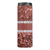 Rose Gold Imitats Glitzer und Diamanten Personalis Thermosbecher (Rückseite)