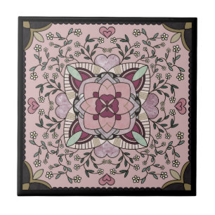 Rose Gold Imitats Marble Mandala Fliese