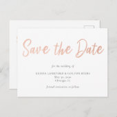 Rose Gold Imitats Save the Date aufdecken Postkarte (Vorne/Hinten)