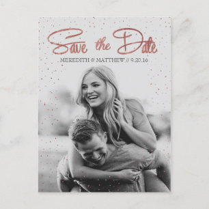 Rose Gold Imitats Save the Date Postkarte aufdecke
