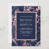 Rose Gold in einer Hochzeit aus Marmor Einladung (Vorderseite)