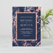 Rose Gold in einer Hochzeit aus Marmor Einladung (Stehend Vorderseite)