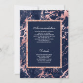 Rose Gold in einer Hochzeit aus Marmor Einladung (Rückseite)