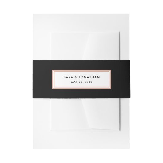 Rose Gold in Schwarz | Hochzeit Einladungsbanderole (Vorderseite Beispiel)