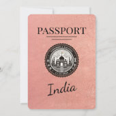 Rose Gold India Passport Einladung zur Hochzeit (Rückseite)
