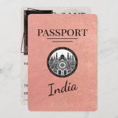 Rose Gold India Passport Save the Date (Vorne/Hinten)