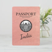 Rose Gold India Passport Save the Date (Stehend Vorderseite)