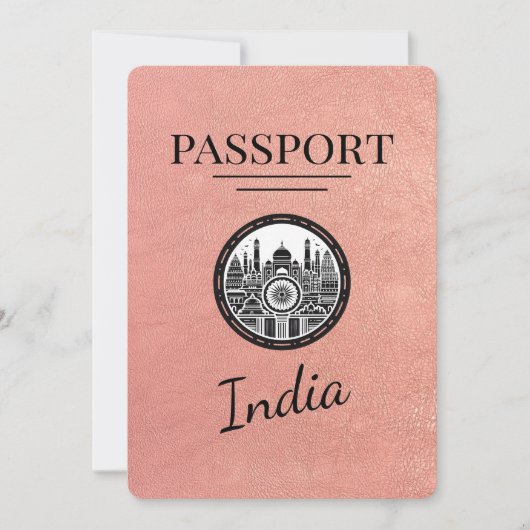 Rose Gold India Passport Save the Date (Vorderseite)