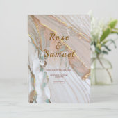 Rose Gold Ink Aesthetic Chic Wedding Invitation Einladung (Stehend Vorderseite)