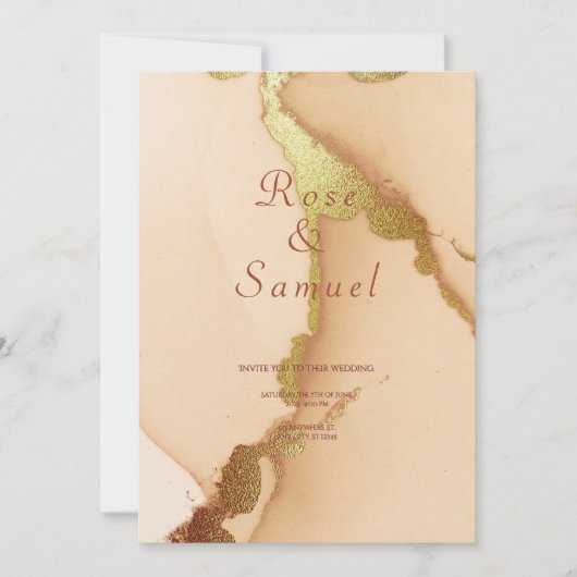 Rose Gold Ink Aesthetic Chic Wedding Invitation Einladung (Vorderseite)