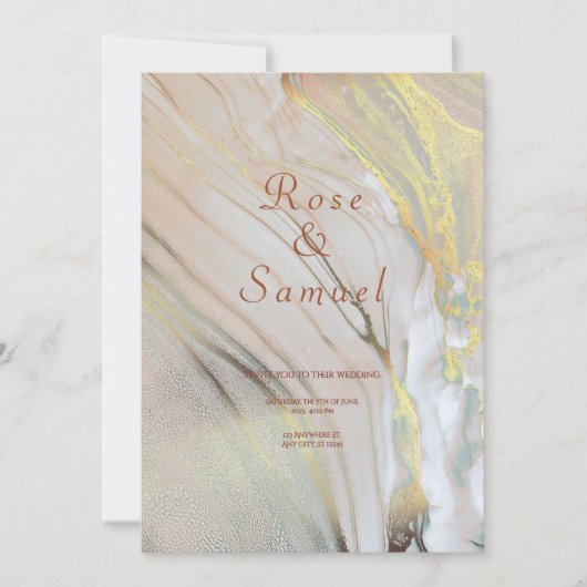 Rose Gold Ink Aesthetic Chic Wedding Invitation Einladung (Vorderseite)