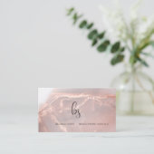 Rose Gold Ink Marble Black Initials Visitenkarte (Stehend Vorderseite)