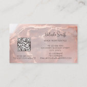 Rose Gold Ink Marble Black Initials Visitenkarte (Rückseite)