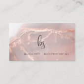 Rose Gold Ink Marble Black Initials Visitenkarte (Vorderseite)