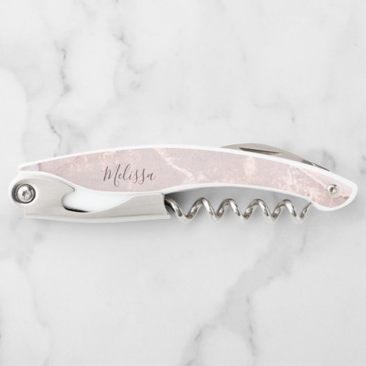 Rose Gold Ink Marble Kellnermesser (Vorderseite)