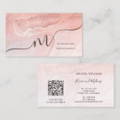 Rose Gold  Ink Marble | QR Code Visitenkarte (Vorne/Hinten)