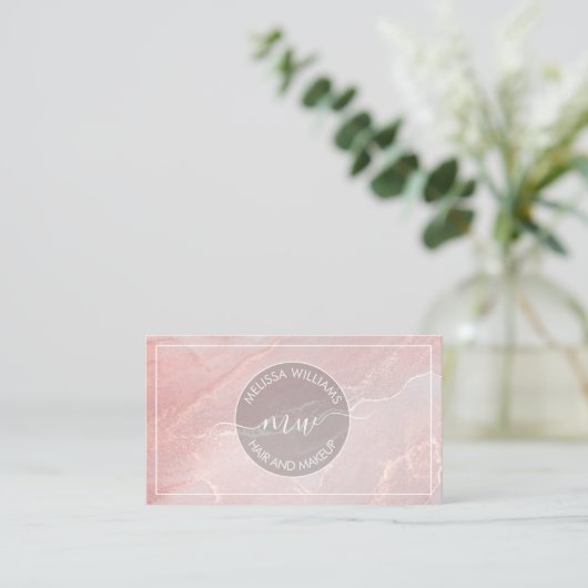 Rose Gold Ink Marble | QR Code Visitenkarte (Stehend Vorderseite)