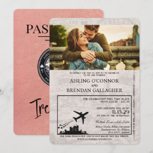 Rose Gold Ireland Pass Einladung zur Hochzeit