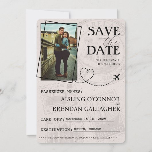 Rose Gold Ireland Pass Save the Date (Rückseite)