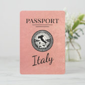 Rose Gold Italy Passport Save The Date (Stehend Vorderseite)