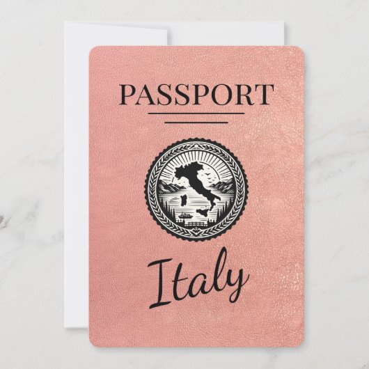 Rose Gold Italy Passport Save The Date (Vorderseite)