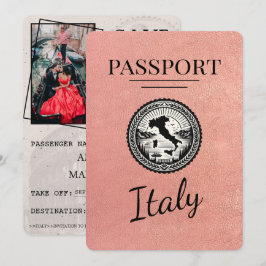 Rose Gold Italy Passport Save The Date