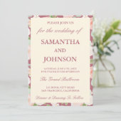 Rose Gold Ivory Floral Monogram Photo Wedding Einladung (Stehend Vorderseite)