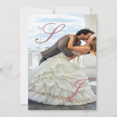 Rose Gold Ivory Floral Monogram Photo Wedding Einladung (Rückseite)