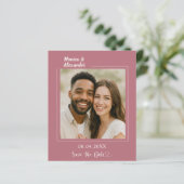 Rose gold ivory photo wedding Save the Date card (Stehend Vorderseite)