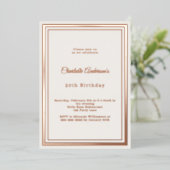 Rose gold ivory simple luxury birthday folieneinladung (Stehend vorne)
