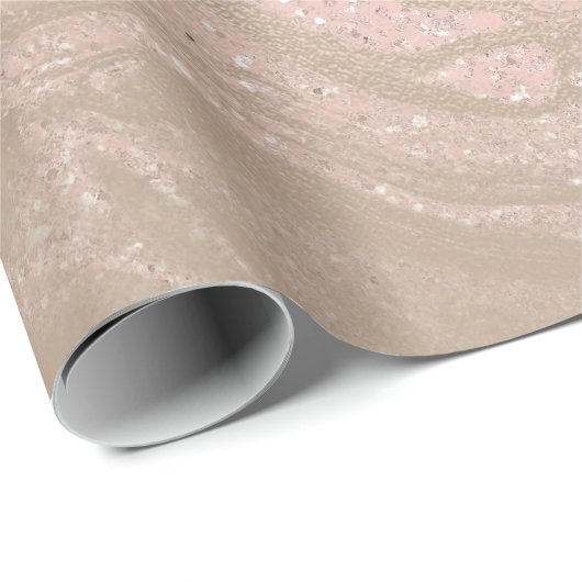 Rose Gold Ivory Skinny Abstrakt Molten Marble Glas Geschenkpapier (Rolleneckpunkt)