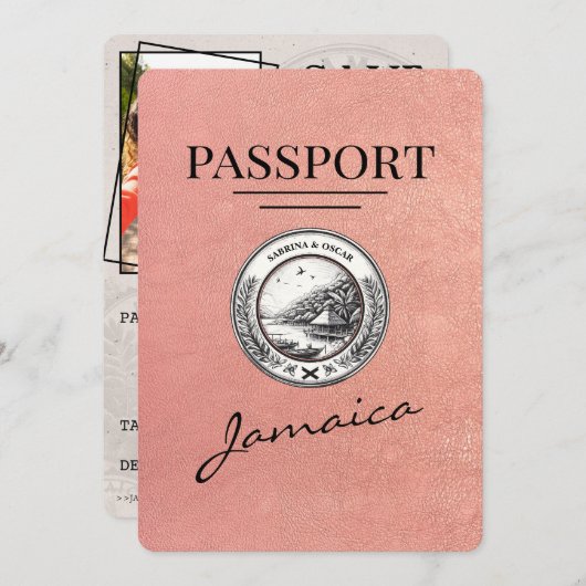Rose Gold Jamaica Pass Save the Date (Vorne/Hinten)