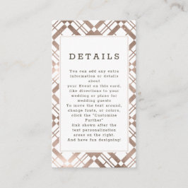 Rose Gold & Jeglicher Farbfall Karierte Hochzeitsd Begleitkarte