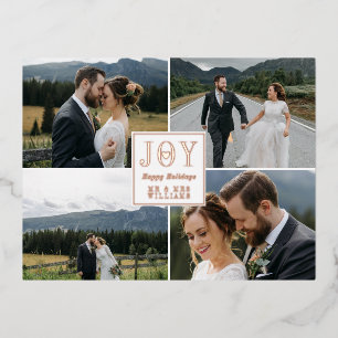 Rose Gold Joy Heart Wedding Happy Holidays Folien Feiertagspostkarte