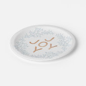 Rose Gold Joy White Botanical Background Weihnacht Pappteller (Schrägansicht)