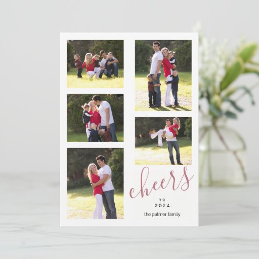 Rose Gold jubelt bis 2024 Foto Collage Trendy (Stehend Vorderseite)