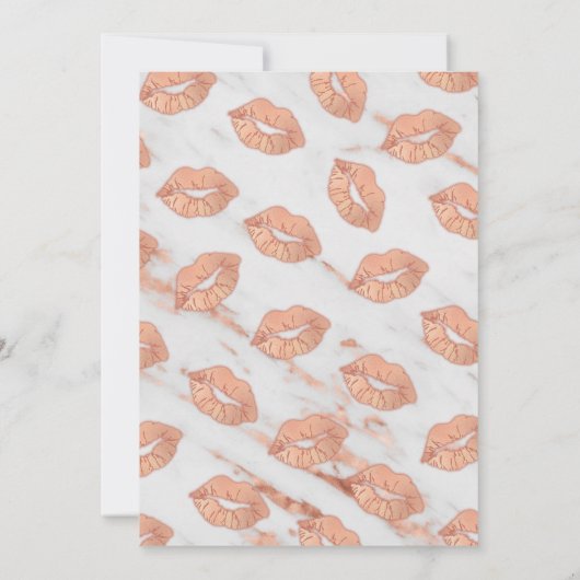 Rose Gold Junggeselinnen-Abschied Kiss mit Marmor Einladung (Rückseite)