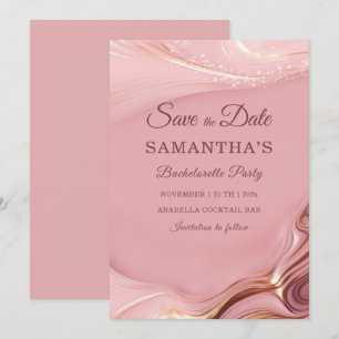 Rose Gold Junggesellinnenabschied Save the Date Id Einladung