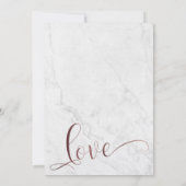 Rose Gold "Just Married" Typografie mit Marmor Einladung (Rückseite)