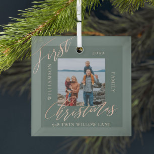 Rose Gold Kalligrafie Weihnachten Neues Zuhause Fo Ornament Aus Glas