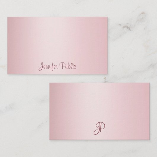 Rose Gold-Kalligraphische Skriptmonogramm-Vorlage Mitteilungskarte (Vorne/Hinten)