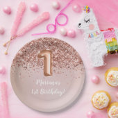 Rose Gold Kids Girl 1. Geburtstag Party Pappteller (Party)
