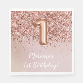 Rose Gold Kids Girl 1. Geburtstag Party Serviette (Vorderseite)