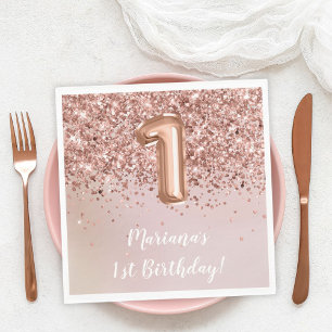 Rose Gold Kids Girl 1. Geburtstag Party Serviette