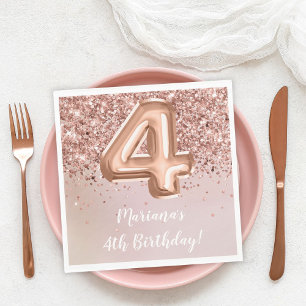 Rose Gold Kids Girl 4. Geburtstag Party Serviette