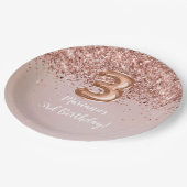 Rose Gold Kids Girly 3. Geburtstag Party Pappteller (Schrägansicht)