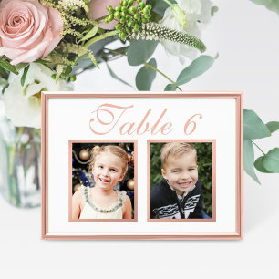 Rose Gold Kindheitsfoto Tischnummernkarte Einladung