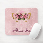 Rose Gold Kitty Sparkle Princess Monogram Name Mousepad (Mit Mouse)