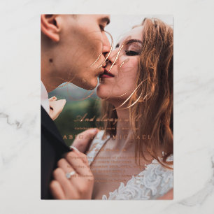 Rose Gold Klassik Kalligraphie Foto WIR NOCH DO Folieneinladung